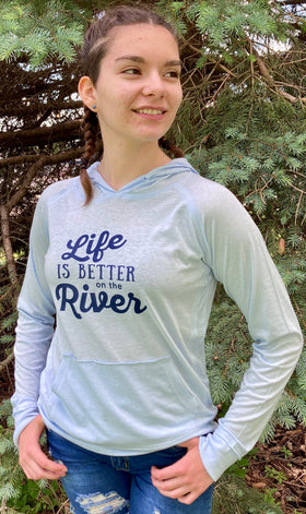 Life Is Better On The River Vintage Washed Featherweight Hoodie